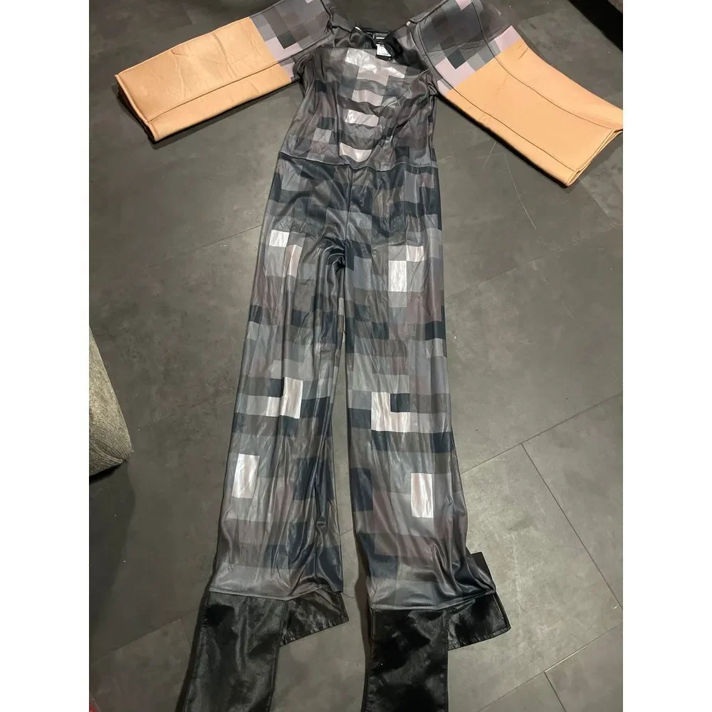Minecraft Geometric Print Bodysuit Jumpsuit‎ Cosplay Costume H-707
